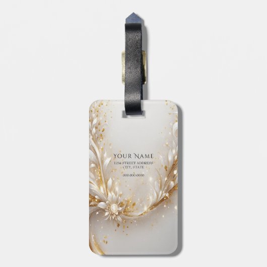 Étiquette À Bagage Balise de bagage en or blanc (Dos Vertical)