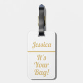 Étiquette À Bagage Balise de bagage en or blanc mignon pour femmes (Dos Vertical)