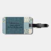 Étiquette À Bagage Balise de bagage en Patchwork bleu (Dos horizontal)