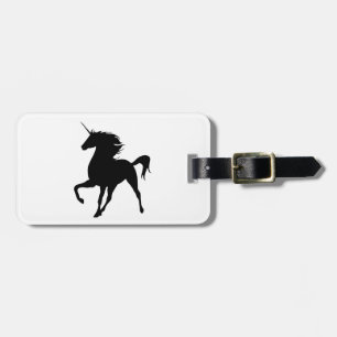 Étiquette À Bagage Balise de bagage en silhouette de licorne noire