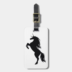 Étiquette À Bagage Balise de bagage en silhouette de licorne noire