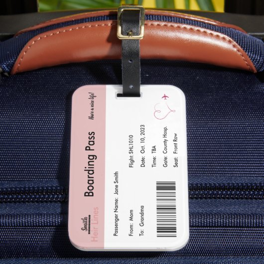 Étiquette À Bagage Balise de bagage Faire-part de grossesse fille (Insitu Rectoal 2)