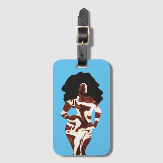 Étiquette À Bagage Balise de bagage femme noire avec Gras Graphique (Devant Vertical)