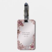 Étiquette À Bagage Balise de bagage floral rose (Dos Vertical)