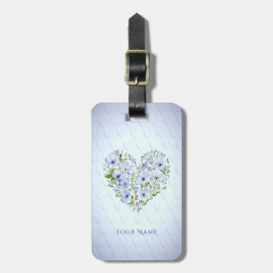 Étiquette À Bagage Balise de bagage florale du Coeur bleu