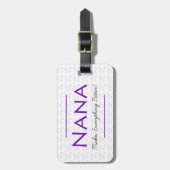 Étiquette À Bagage Balise de bagage florale pourpre pour Nana (Devant Vertical)