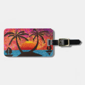 Étiquette À Bagage Balise de bagage - Île tropicale au coucher du sol (Devant horizontal)