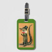 Étiquette À Bagage Balise de bagage illustrée Debonair Gator (Devant Vertical)