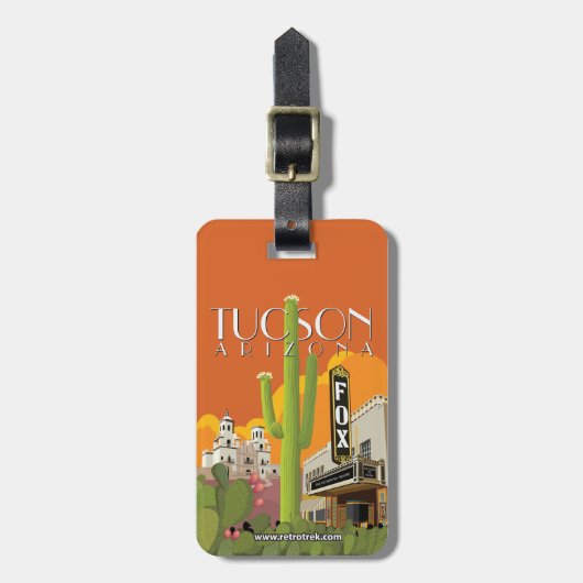 Étiquette À Bagage Balise de bagage, image Retro-Tucson (Devant Vertical)
