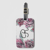 Étiquette À Bagage Balise de bagage initiale pour femmes en aquarelle (Devant Vertical)