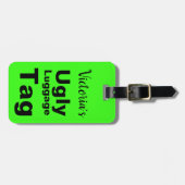Étiquette À Bagage Balise de bagage laide verte brillante (Devant horizontal)