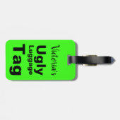 Étiquette À Bagage Balise de bagage laide verte brillante (Dos horizontal)