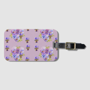 Étiquette À Bagage Balise de bagage Lilac Pansy Viola Floral Pattern
