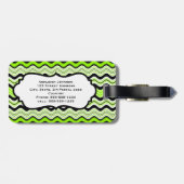 Étiquette À Bagage Balise de bagage Lime, Black, White Wavy Stripes (Dos horizontal)