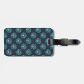 Étiquette À Bagage Balise de bagage Monogram Palm Print Turquoise (Dos horizontal)