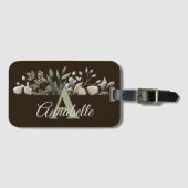 Étiquette À Bagage Balise de bagage monogramme de Feuilles botaniques (Devant Horizontal)