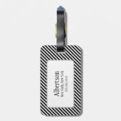 Étiquette À Bagage Balise de bagage Monogramme noir et blanc (Dos Vertical)