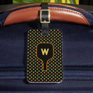Étiquette À Bagage Balise de bagage monogramme (noir) pour les boulet