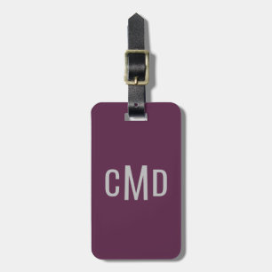 Étiquette À Bagage Balise de bagage Monogramme personnalisée Plum vio