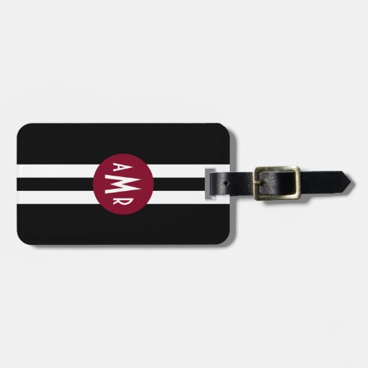 Étiquette À Bagage Balise de bagage Monogramme pour hommes (Devant horizontal)