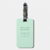 Étiquette À Bagage Balise de bagage Monogramme Turquoise (Dos Vertical)