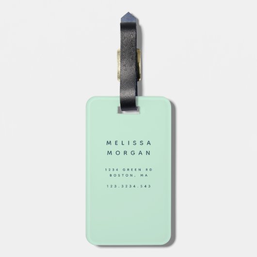 Étiquette À Bagage Balise de bagage Monogramme Turquoise (Dos Vertical)