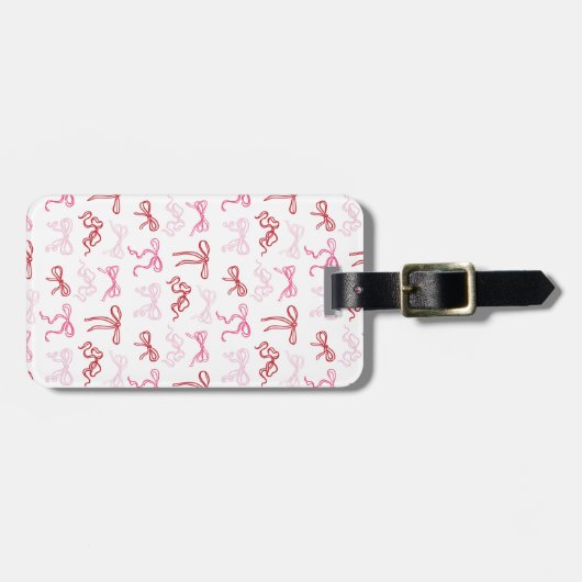 Étiquette À Bagage Balise de bagage motif Coquette rose et rouge (Devant horizontal)
