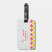 Étiquette À Bagage Balise de bagage Motif géométrique carré (Dos Vertical)