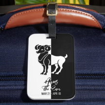 Balise de bagage noir et blanc avec signe Zodiac A
