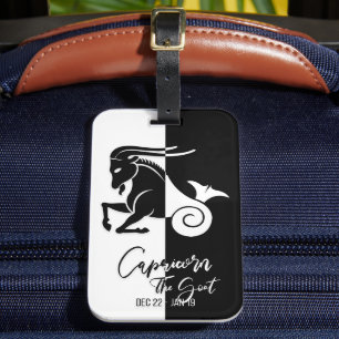 Étiquette À Bagage Balise de bagage noir et blanc - Symbole Zodiaque