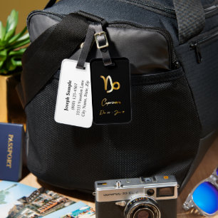Étiquette À Bagage Balise de bagage noir et or pour le symbole Zodiac