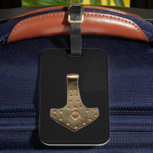 Étiquette À Bagage Balise de bagage noir Gold Thor Hammer