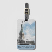 Étiquette À Bagage Balise de bagage NYC Statue of Liberty & Manhattan (Devant Vertical)