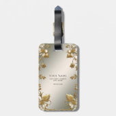 Étiquette À Bagage Balise de bagage Ornate or floral blanc (Dos Vertical)
