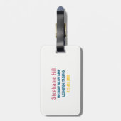 Étiquette À Bagage Balise de bagage personnalisable Retro Rose (Dos Vertical)