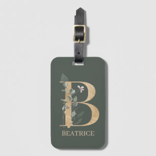Étiquette À Bagage Balise de bagage personnalisée B Monogramme Floral