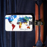 Étiquette À Bagage Balise de bagage personnalisée - Carte du monde de<br><div class="desc">Ajoutez votre libellé personnalisé à cette conception à l'aide des cases "Modifier ce modèle de conception" situées à droite de l'élément, ou cliquez sur le bouton bleu "Customiser" pour arranger le texte, modifier les polices et les couleurs et ajouter des informations ou des images supplémentaires à cette conception. ****Pour une...</div>