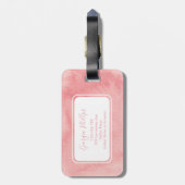 Étiquette À Bagage Balise de bagage personnalisée couleur rose (Dos Vertical)