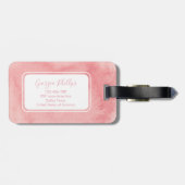 Étiquette À Bagage Balise de bagage personnalisée couleur rose (Dos horizontal)