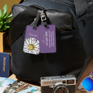 Étiquette À Bagage Balise de bagage personnalisée en marguerite jaune