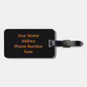 Étiquette À Bagage Balise de bagage personnalisée en or noir (Dos horizontal)