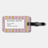 Étiquette À Bagage Balise de bagage personnalisée en rose et en or (Dos horizontal)