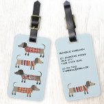 Étiquette À Bagage Balise de bagage personnalisée pour chien de sauci<br><div class="desc">Mignonne petite saucisse Dachshund ou des chiens édulcorés en laine. Parfait pour les amoureux de les chiens et les promeneurs de chiens. Art original de Nic Squirrell. Modifiez les coordonnées au verso.</div>