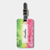 Étiquette À Bagage Balise de bagage personnalisée pour pastèque rose (Devant Vertical)