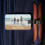Étiquette À Bagage Balise de bagage photo avec nom de texte personnal<br><div class="desc">Balises de bagage photo et texte personnalisées - Unique votre propre design - Famille personnalisée / amis ou bagage personnel Balise Cadeau - Ajouter votre texte et photo - Redimensionner et déplacer des éléments avec l'outil de personnalisation ! Choisissez la police / taille / couleur ! Good Luck - Be...</div>