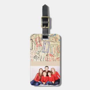 Étiquette À Bagage Balise de bagage photo avec timbres de voyage