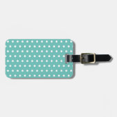 Étiquette À Bagage Balise de bagage Pointe Polka (Aqua & White) (Devant horizontal)