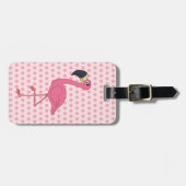 Étiquette À Bagage Balise de bagage Pois Flamant rose rose (Devant horizontal)
