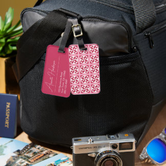 Étiquette À Bagage Balise de bagage Pois rose