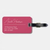 Étiquette À Bagage Balise de bagage Pois rose (Dos horizontal)